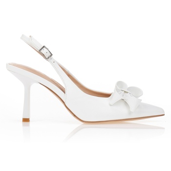 γόβες slingback μυτερές λευκο σε προσφορά
