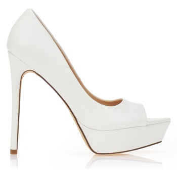 γόβες λευκές με φιάπα λευκο σε προσφορά