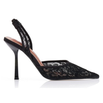 γόβες μυτερές με δαντέλα μαυρο σε προσφορά