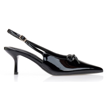 γόβες λουστρίνι slingback μυτερές μαυρο σε προσφορά