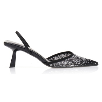 γόβες με διάτρητη φάσα και στρας μαυρο σε προσφορά