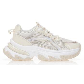 αθλητικά μπεζ υφασμάτινα με δερματίνη σε προσφορά