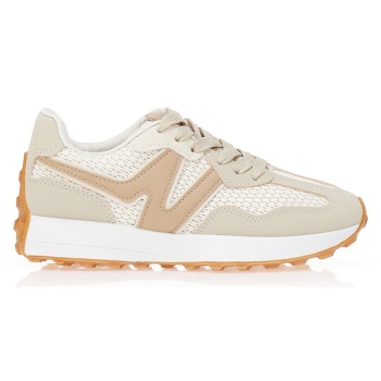 sneakers δερματίνη με πλεκτό σχέδιο μπεζ σε προσφορά