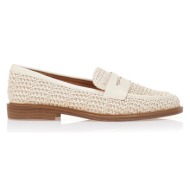  μοκασίνια με πλεκτή υφή και δερματίνη μπεζ