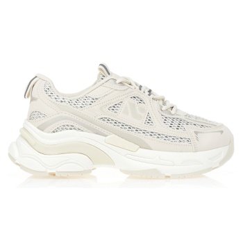 αθλητικά με δίχτυ και δερματίνη μπεζ σε προσφορά