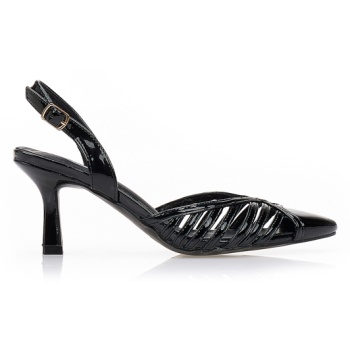 γόβες με λεπτά χιαστί λουράκια μαυρο σε προσφορά