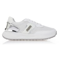  sneakers δερματίνη με διάτρητο σχέδιο ασημι