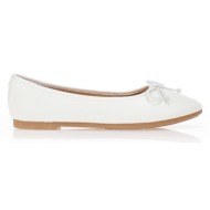  μπαλαρίνες λευκές δερματίνη με φιόγκο λευκο