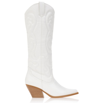 μπότες cowboy με ανάγλυφο σχέδιο λευκο σε προσφορά