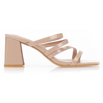 πέδιλα mules λουστρίνι με χοντρό σε προσφορά