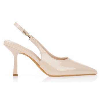 γόβες slingback λουστρίνι μπεζ σε προσφορά