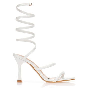 πέδιλα λευκα με σπιράλ λουράκια λευκο σε προσφορά