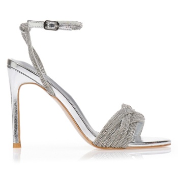 πέδιλα ψηλοτάκουνα με στρας ασημι σε προσφορά