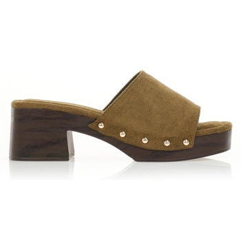 πέδιλα mules σουέτ με τρουκς πρασινο σε προσφορά