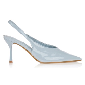 γόβες λουστρίνι με λάστιχο γαλαζιο σε προσφορά