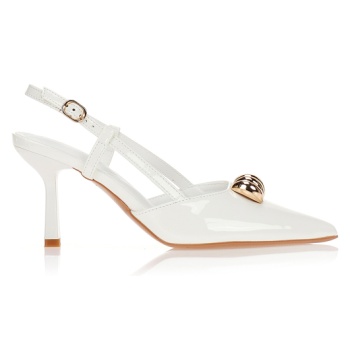 γόβες λευκές slingback με χρυσό σε προσφορά