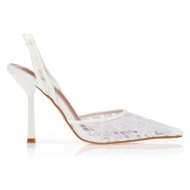  γόβες μυτερές με δαντέλα λευκο