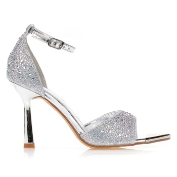 πέδιλα ασημί λούρεξ με στρας ασημι σε προσφορά
