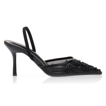 γόβες με δαντέλα και χάντρες μαυρο σε προσφορά