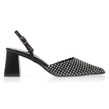 γόβες ψάθινες με χοντρό τακούνι μαυρο σε προσφορά