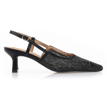 γόβες με υφή ψάθας μαυρο σε προσφορά