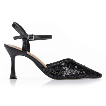 γόβες slingback με διαφάνεια μαυρο σε προσφορά