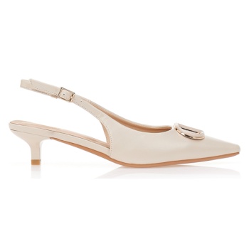 γόβες δερματίνη με αγκράφα μπεζ σε προσφορά