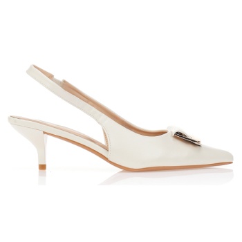 γόβες slingback με χρυσή αγκράφα μπεζ σε προσφορά