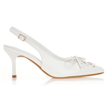 γόβες άσπρες με δετό φιόγκο λευκο σε προσφορά