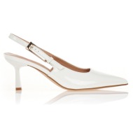  γόβες slingback λουστρίνι σε λευκό χρώμα λευκο