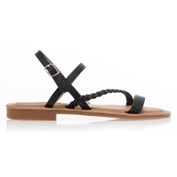 σανδάλια μαύρα δερματίνη με λοξό σε προσφορά