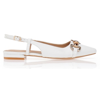 γόβες άσπρες με κοκκάλινη αγκράφα λευκο σε προσφορά