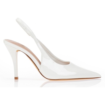 γόβες slingback λουστρίνι μυτερές λευκο σε προσφορά