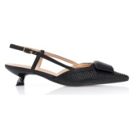  γόβες με υφή ψάθας και δερμάτινη αγκράφα μαυρο