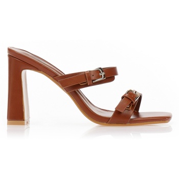 πέδιλα mule κάμελ με λουράκια καμελ σε προσφορά