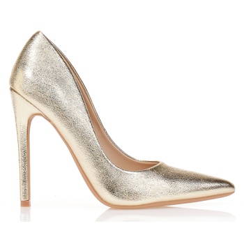 γόβες χρυσές δερματίνη με λεπτό τακούνι σε προσφορά