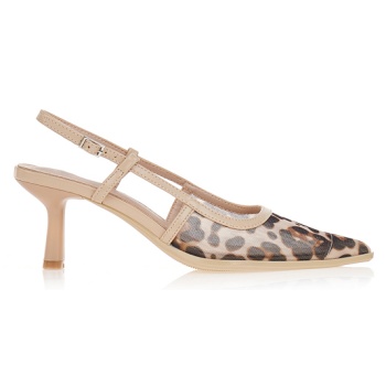 γόβες μυτερές με διάτρητο ύφασμα λεοπαρ σε προσφορά