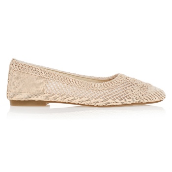 μπαλαρίνες με πλεκτά λουλούδια μπεζ σε προσφορά