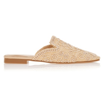 μοκασίνια mules με κεντητό σχέδιο μπεζ σε προσφορά