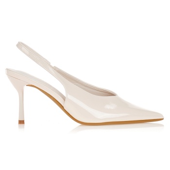 γόβες λουστρίνι με λάστιχο μπεζ σε προσφορά