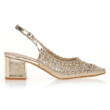 γόβες χρυσό με πλεκτό σχέδιο χρυσο σε προσφορά