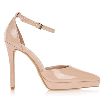 γόβες nude με φιάπα και μπαρέτα nude σε προσφορά