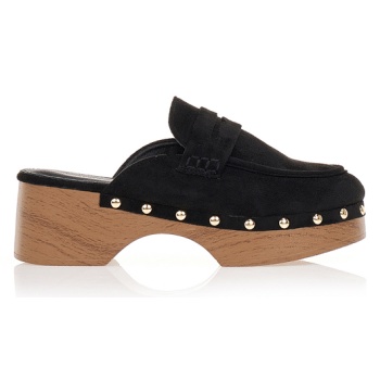 σαμπό mules μαύρα με ξύλινο τακούνι σε προσφορά