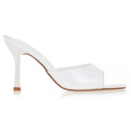  mules λευκά με λεπτό τακούνι λευκο