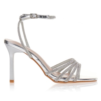 πέδιλα ασημί με στρας στα λουράκια ασημι σε προσφορά