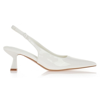 γόβες slingback σε λουστρίνι λευκο σε προσφορά