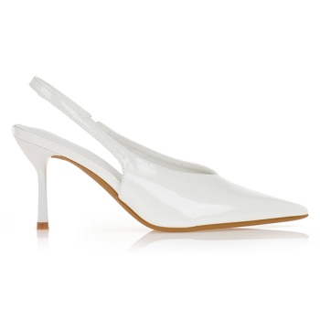 γόβες λουστρίνι με λάστιχο λευκο σε προσφορά