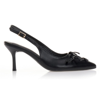 γόβες μαύρες με δετό φιόγκο μαυρο σε προσφορά