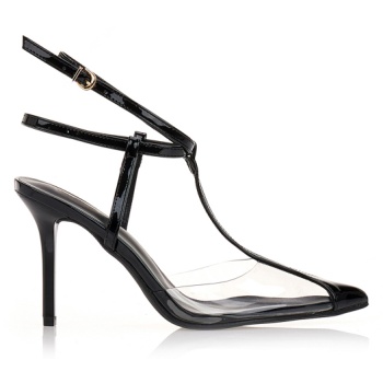 γόβες black με διαφάνεια και λουράκια σε προσφορά