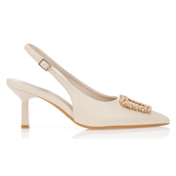 γόβες δερματίνη με αγκράφα μπεζ σε προσφορά